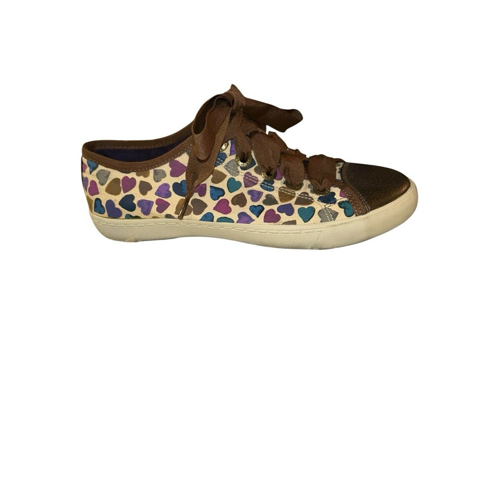 Brighton Cream‎ Lovey Hearts Metallic Sneaker Athletic 7B